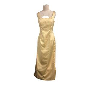 Vintage After Six Yellow Formal Dress Prom Bridal Champagne Gown Made In USA, fu
